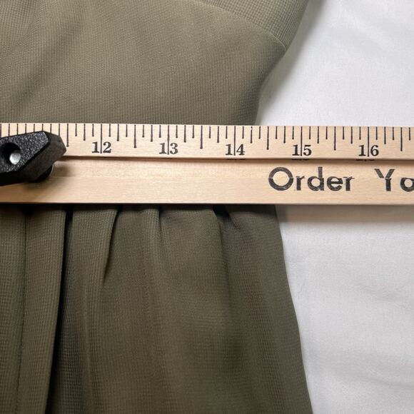 Birdy Grey Hannah Dress Size M Olive Green Chiffon Sage Empire Flutter Sleeves - Picture 9 of 15